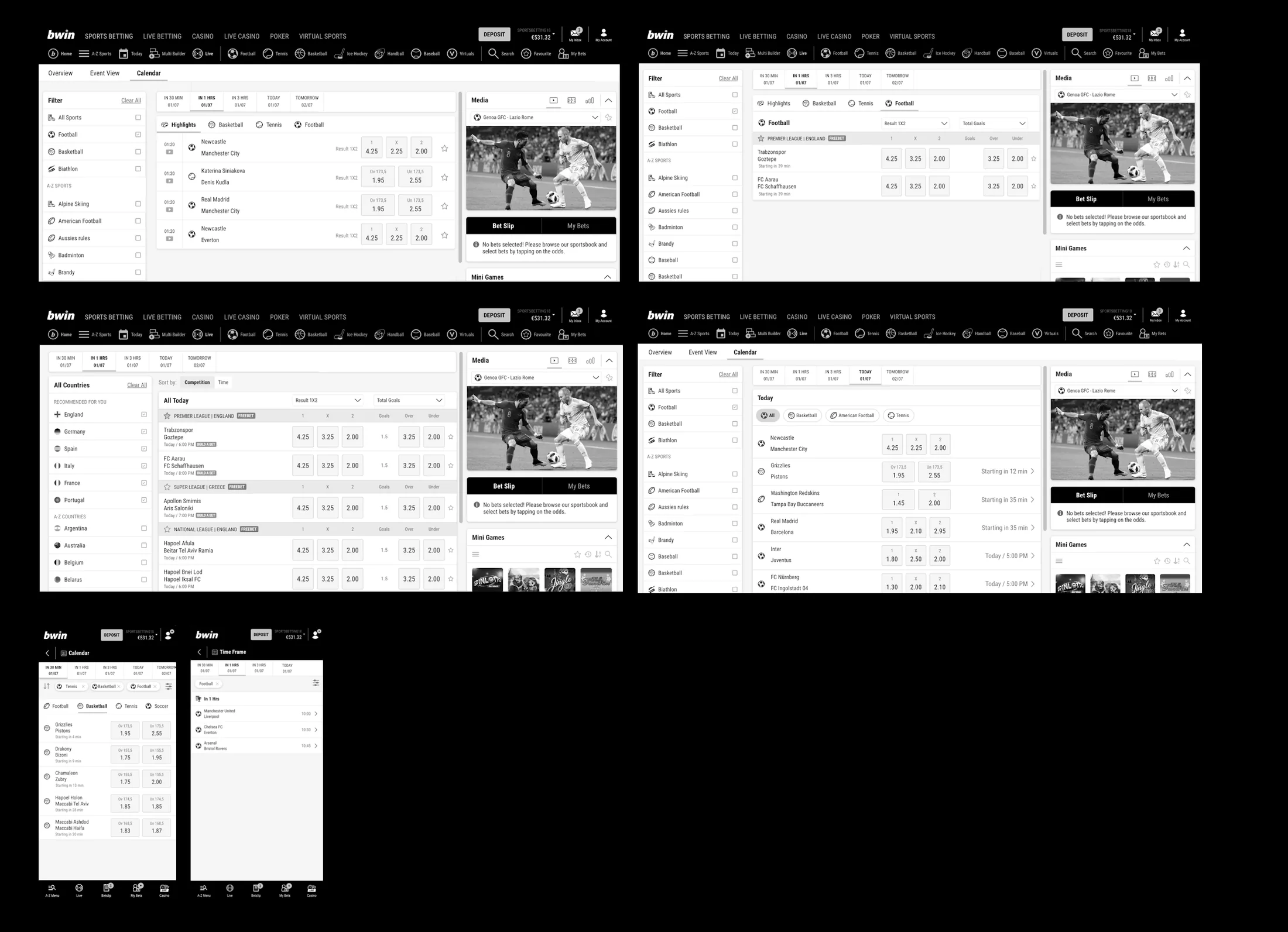 Desktop design concepts for the new calendar
