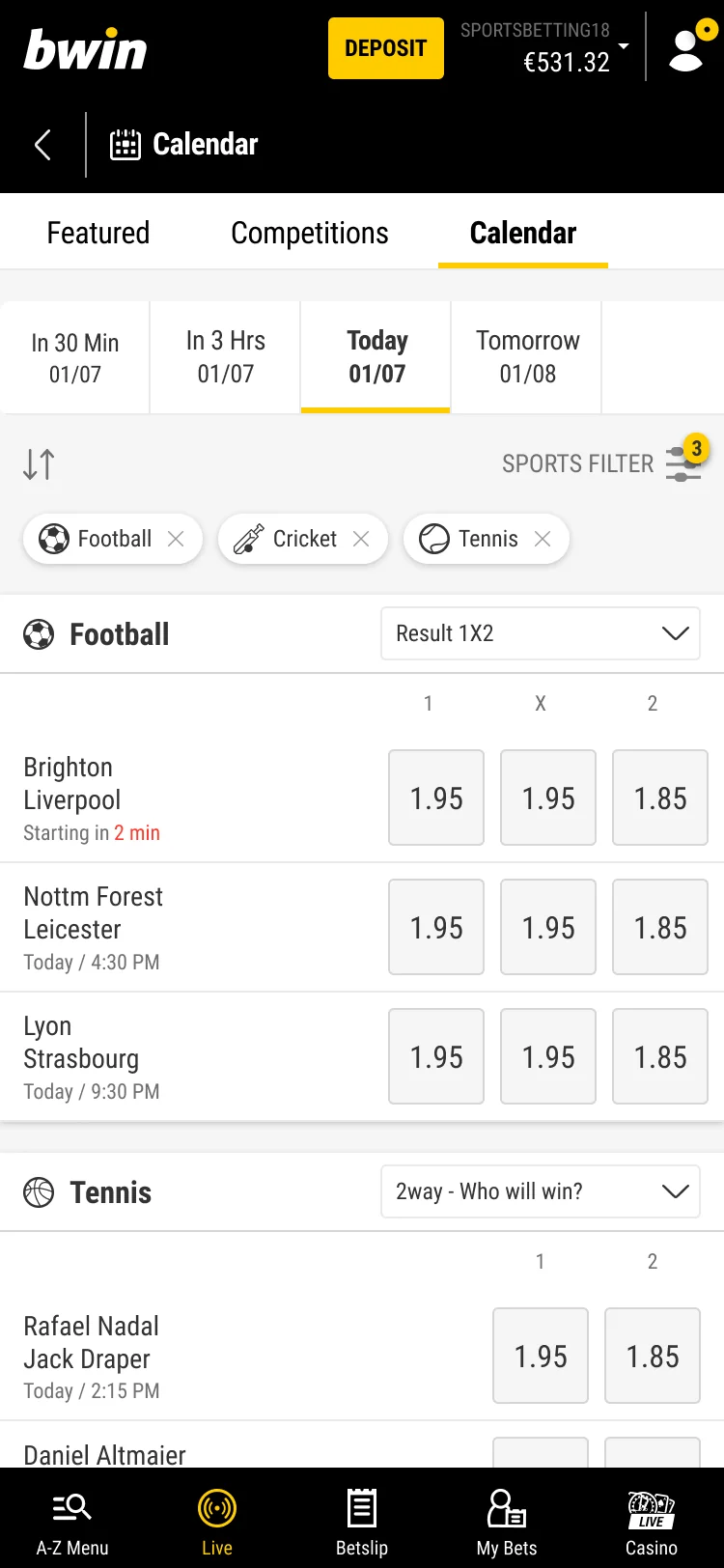 Odds right in the list