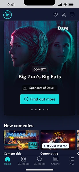 Mobile home with a featured show and New comedies
