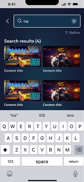 Mobile search results updating as you type